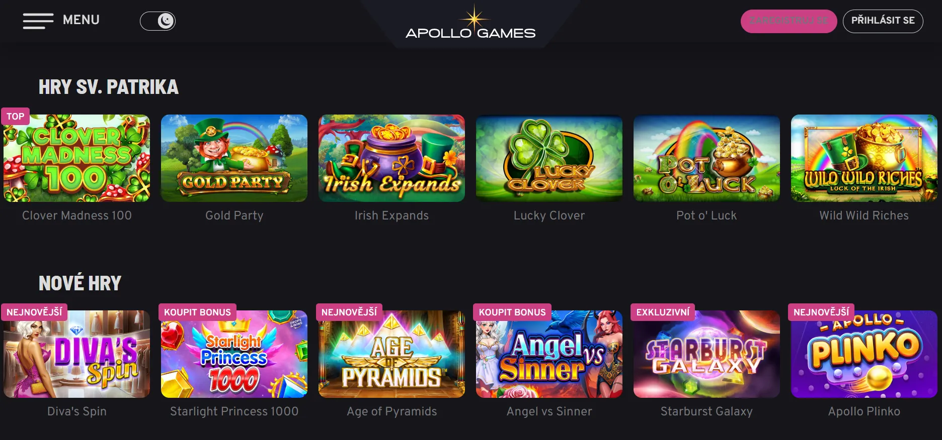 Sloty a live hry dostupné pro české hráče